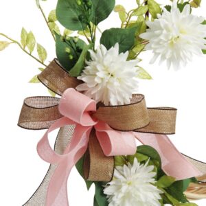 Ribbons detail in Natural Rattan Chrysanthemum Wreath