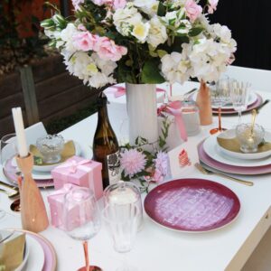 Mother's Day floral arrangement in a vase table centrepiece
